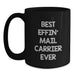 Funny Mail Carrier Gifts for Men from Friends and Family, Best Effin' Mail Carrier Ever Black Coffee Mug, Valentine's Unique - Main