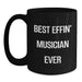 Funny Musician Gifts from Friends for Men - Best Effin' Musician Ever Black Coffee Mug, Christmas Unique Mugs for Music Lovers, 11oz or 15oz Ceramic Mug - Main