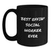 Funny Social Worker Gifts from Friends for Dad Best Effin' Social Worker Ever Black Coffee Mug - Main
