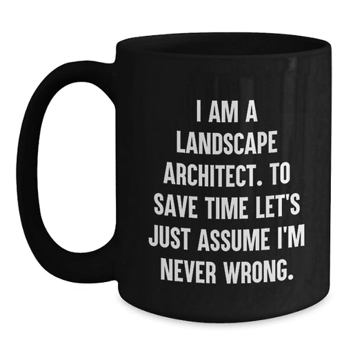 Funny Landscape Architect Gifts for Men, Funny Black Coffee Mug, I'm Never Wrong, Birthday Unique Gifts from Friends to Landscape Architect - Main