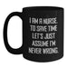 Funny Nurse Gifts from Women - Black Coffee Mug for Nurse Friends Coworkers - Birthday Unique Gifts - Main
