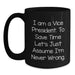 Funny Vice President Birthday Unique Gift, Gifts from Friends to Vice President, Black Coffee Mug for Vice President, 'I Am A Vice President. To Save Time Let's Just Assume I'm Never Wrong.' Quote - Main