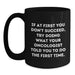 Funny Oncologist Birthday Unique Gifts from Family - Black Coffee Mug 'If At First You Don't Succeed, Try Doing What Your Oncologist Told You To Do The First Time' - Main