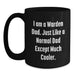 Funny Warden Dad Christmas Unique Gifts - Black Coffee Mug for Him, Unique Gift Ideas for Men from Family, Friends, Coworkers - Main