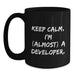 Funny Developer Gifts from Friends and Family, Keep Calm I'm (almost) A Developer Black Coffee Mug for Graduation Unique Gifts - Main