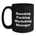 Funny Marketing Manager Gifts from Friends, Unique Black Coffee Mugs for Marketing Manager, Amazing 'F--king Marketing Manager' Quote - Main