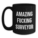 Funny Surveyor Gifts for Men, Unique Graduation Gift Ideas from Friends, Surveyor Black Coffee Mug with Amazing Quote - Main