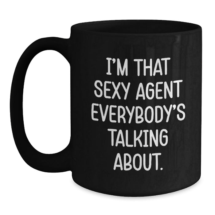 Funny Agent Gifts from Men, Agent Quotes, Black Coffee Mug for Agent Graduation Unique Gifts - Main