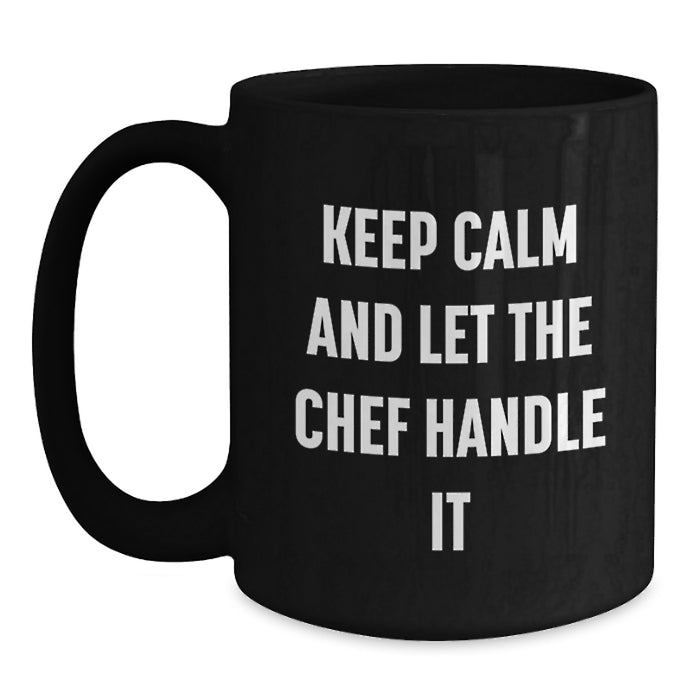 Funny Chef Gifts for Men from Friends, Black Coffee Mugs for Graduation Unique Celebrations, Keep 'em Laughing - Main