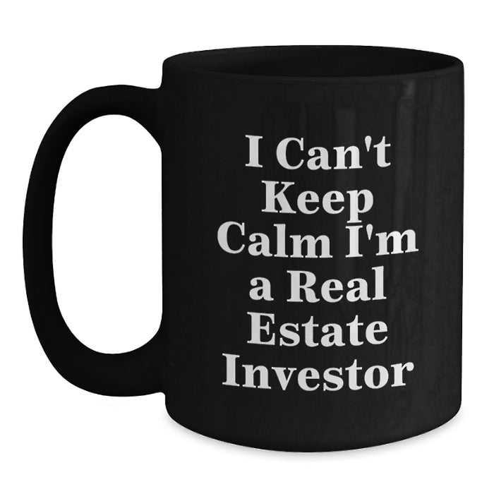 Funny Real Estate Investor Gifts for Men, Unique Black Coffee Mug, Graduation Unique Gifts from Friends to Real Estate Investor - Main