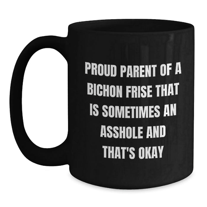 Funny Bichon Frise Dog Mom Christmas Unique Gifts for Bichon Frise Dog Lovers from Family Friends - Black Coffee Mug - Main