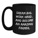 Funny Farmer Birthday Unique Gifts, Black Coffee Mug for Him, Gifts from Friends to Amazing Farmer, 'Dream Big, Work Hard...' - Main