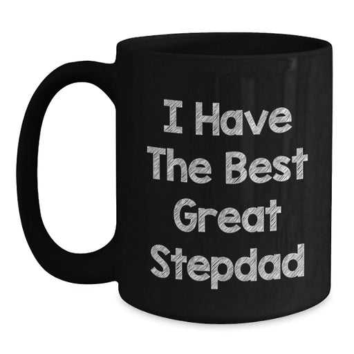 Funny Stepdad Gifts from Men, Funny Stepdad Black Coffee Mug, Great Stepdad Quote Christmas Unique Gifts - Main