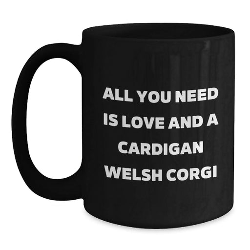 Funny Cardigan Welsh Corgi Dog Gifts from Friends for Men and Women Black Coffee Mug Christmas Unique Treasures - Main