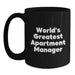 Funny World's Greatest Apartment Manager Gifts for Men, Black Coffee Mug, Unique Christmas Memorable Presents for Friends - Main