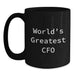 Funny World's Greatest CFO Christmas Unique Gifts for Men, Women, Friends, or Coworkers - Black Ceramic Coffee Mug - Main