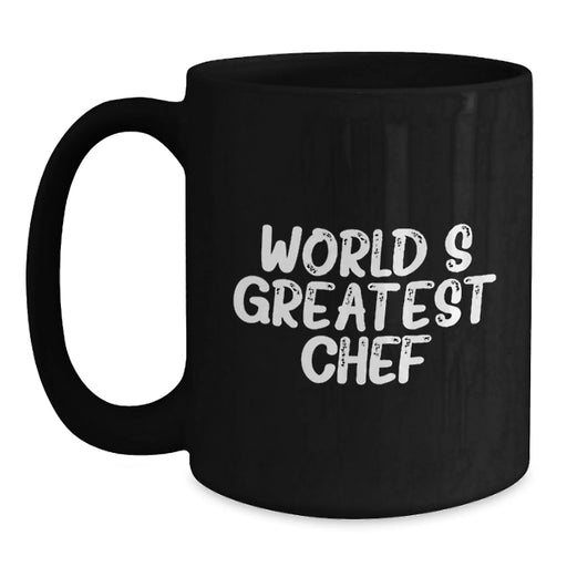 Funny Chef Gifts from Friends for Graduation Unique Chef Black Coffee Mug, 'World's Greatest Chef', Inspirational Motivational Quote - Main