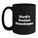 Funny World's Greatest Housekeeper Christmas Unique Gifts from Friends for Housekeeper Black Coffee Mugs - Main