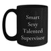 Funny Supervisors Gifts from Men, Unique Black Coffee Mugs for Christmas, 'Smart Sexy Talented Supervisor' Quote - Main