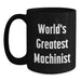 Funny Machinist Gifts from Friends and Family - World's Greatest Machinist Black Coffee Mug for Birthday, Unique Machinist Mug for Men, Funny Machinist Quotes, Black Gift for Machinist - Main