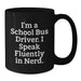 Funny School Bus Driver Gifts, Christmas Unique Presents for Men, Women from Friends, Family - 'I Speak Fluently In genius.' Black Coffee Mug - Additional