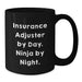 Funny Insurance Adjuster Gifts, Christmas Unique, Black Coffee Mug for Insurance Adjuster By Day. Ninja By Night. - Gifts from Friends to Coworkers - Additional