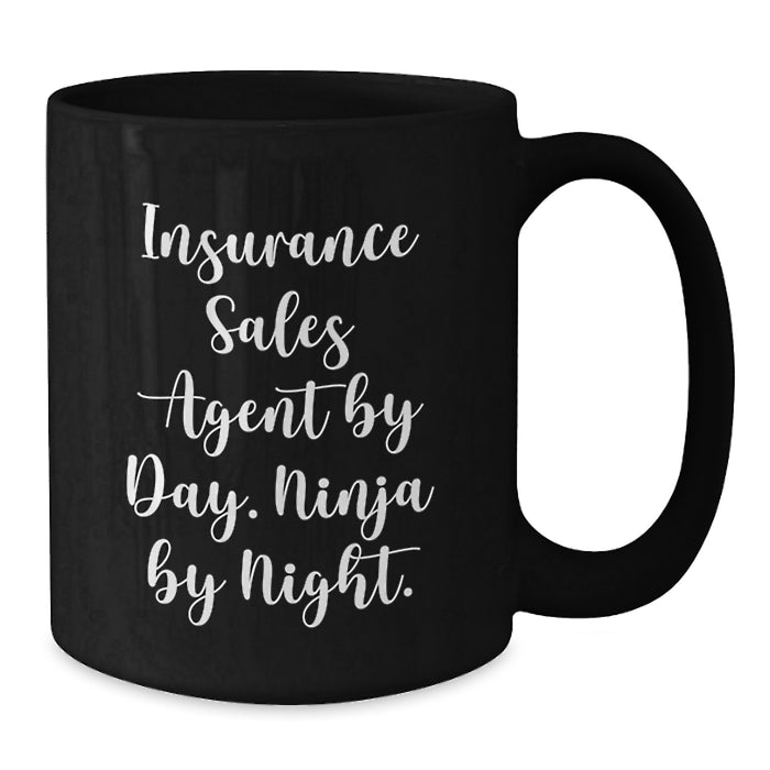 Funny Insurance Sales Agent Gifts by Day Ninja by Night Black Coffee Mug - Additional