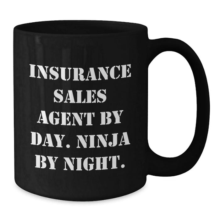 Funny Insurance Sales Agent Gifts, Unique Black Coffee Mugs, Christmas Unique Gifts from Coworkers to Insurance Sales Agent By Day. Ninja By Night. - Additional