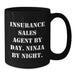 Funny Insurance Sales Agent Gifts, Unique Black Coffee Mugs, Christmas Unique Gifts from Coworkers to Insurance Sales Agent By Day. Ninja By Night. - Additional