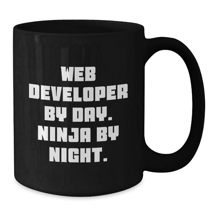 Funny Web Developer Gifts for Men - Web Developer By Day Ninja By Night Black Coffee Mug Birthday Unique Gifts for Web Developers from Friends - Additional