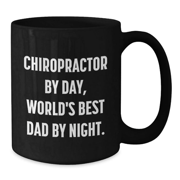 Funny Chiropractor Gifts for Men - Chiropractor By Day, World's Best Dad By Night. Valentine's Unique Coffee Mug - Additional