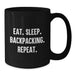 Funny Backpacking Gifts for Valentine's - 'Eat. Sleep. Backpacking. Repeat.' Black Coffee Mug - Additional
