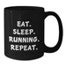 Funny Running Quotes Gifts for Men Women Friends from Family, Black Coffee Mug, Eat. Sleep. Running. Repeat. Inspirational Mug for Christmas Unique Gifts - Additional