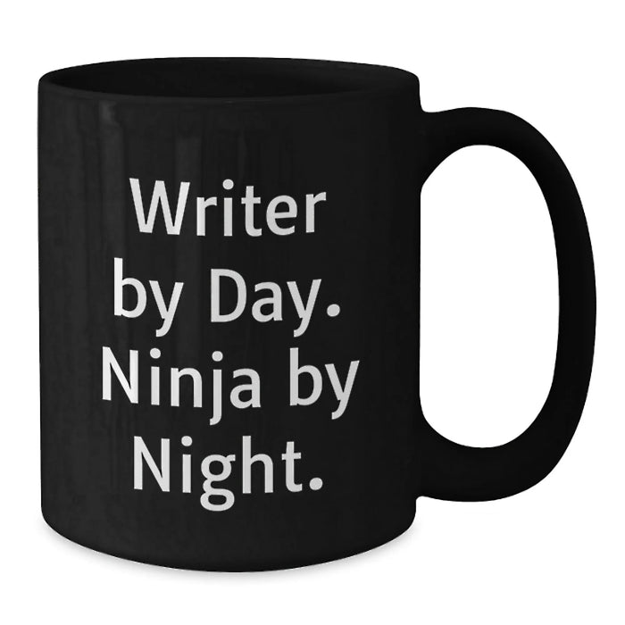 Funny Writer Gifts from Men, Black Coffee Mugs for Writer Friends, Writer By Day Ninja By Night Christmas Unique - Additional