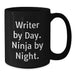 Funny Writer Gifts from Men, Black Coffee Mugs for Writer Friends, Writer By Day Ninja By Night Christmas Unique - Additional