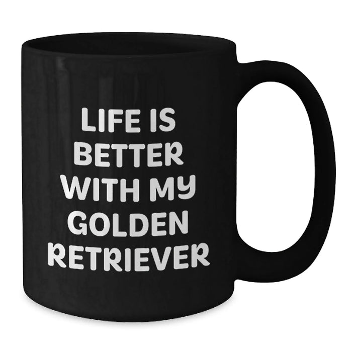 Funny Golden Retriever Dog Lover Gifts for Men from Friends with 'Life Is Better With My Golden Retriever' Quote, Black Coffee Mug for Birthday Unique Gifts - Additional
