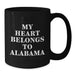 Funny Alabama Gifts from Friends, Alabama Black Coffee Mug Birthday Unique Gifts for Men Women, 'My Heart Belongs To Alabama' Quote - Additional