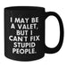Funny Valet Gifts for Christmas, Black Coffee Mug with Quote, Gifts from Men to Valet Friends - Additional