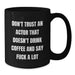 Funny Actor Gifts for Men, Black Coffee Mug with 'Don't Trust An Actor', Christmas Unique Presents from Friends - Additional