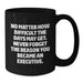 Funny Inspirational Executive Gifts from Men for Mom on Mother's Day Unique Black Coffee Mug - Additional