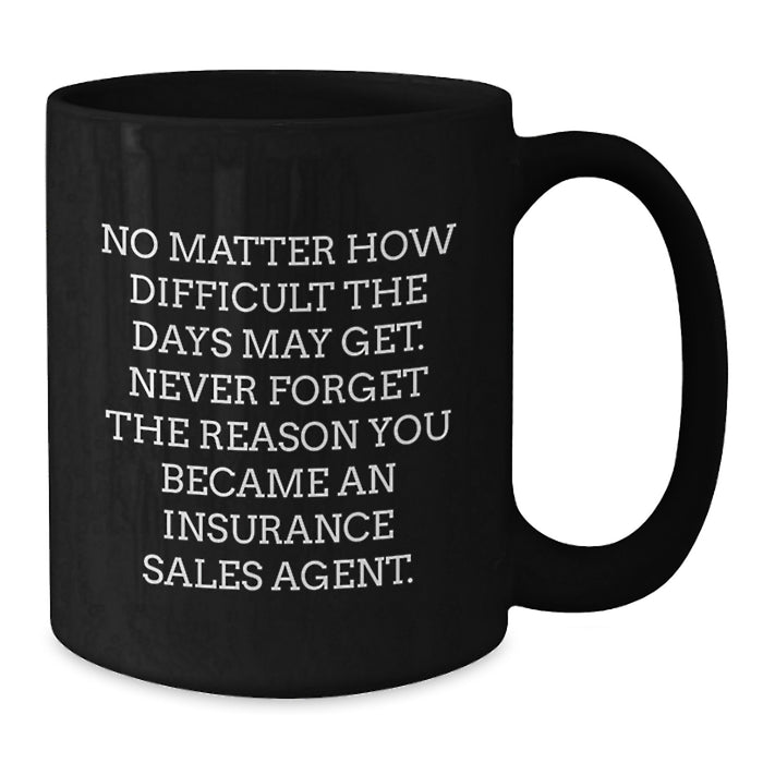 Insurance Sales Agent Funny Motivational Gift for Men and Women, Black Coffee Mug for Valentine's, Never Forget Your Reason - Additional