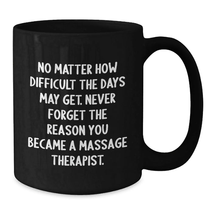 Massage Therapist Gifts from Friends, Inspirational Quotes on Black Coffee Mug for Mom on Mother's Day, No Matter How Difficult The Days May Get. - Additional