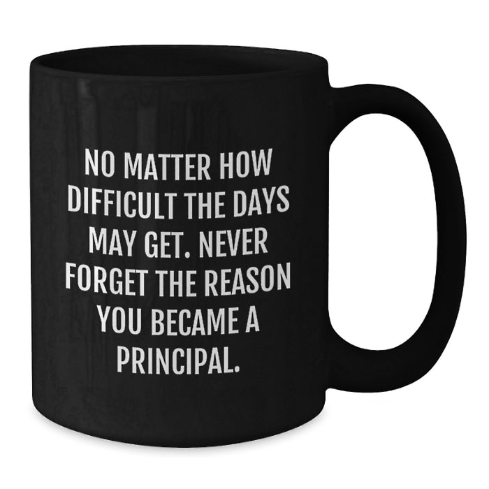 Gifts from Family - Inspirational Principal Gifts for Men - Funny Black Coffee Mug for Principal on Mother's Day - Never Forget the Reason - 11oz or 15oz - Additional
