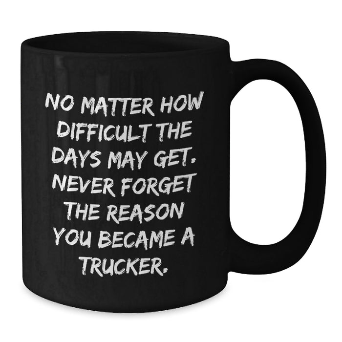 Funny Trucker Coffee Mugs, Gifts from Men to Trucker Friends and Family for Valentine's, Black 11oz or 15oz Ceramic Mugs with Inspirational Quote - Additional