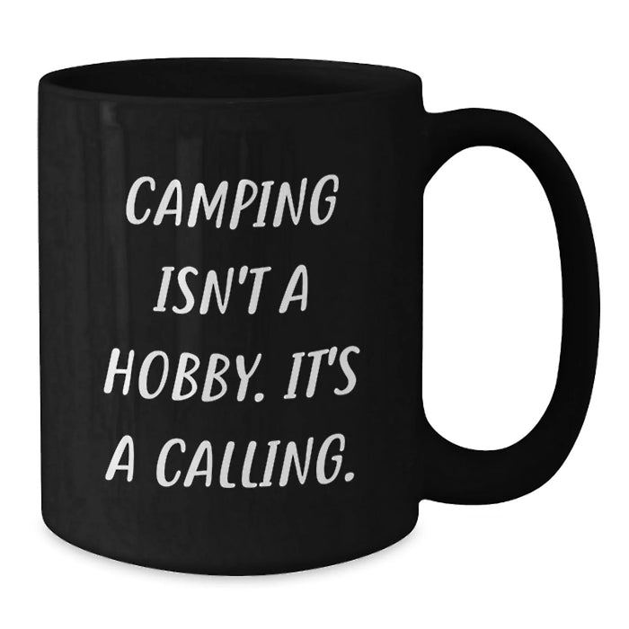 Funny Camping Gifts for Men, Black Coffee Mug with Inspirational Quote, Christmas Unique Presents for Camping Enthusiasts Gifts from Friends and Family - Additional