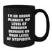 Funny Sarcasm Urban Planner Gifts from Dad to Mom, Mother's Day Unique Coffee Mug for Men, Women and Coworkers - 'I'm An Urban Planner. My Level Of Sarcasm Depends On Your Level Of Stupidity.' - Additional