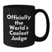 Funny Judge Gifts for Men - Officially The World's Coolest Judge, Black Coffee Mug, Christmas Unique Presents from Friends - Additional