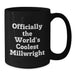 Funny Millwright Birthday Unique Gifts from Friends to Millwright Men, Black Coffee Mug, World's Coolest Millwright Quote - Officially The World's Coolest Millwright - Additional