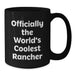 Funny Rancher Gifts for Men - Officially The World's Coolest Rancher Black Coffee Mug, Perfect for Rancher Friends and Family - Birthday Unique Gifts from Friends - Additional