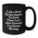 Funny Real Estate Agent Gifts for Him - Black Coffee Mug - Gifts from Friends - Birthday Unique Gifts - Additional